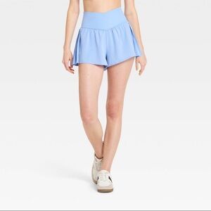 Women's Pleated Side Woven Shorts - JoyLab™ Periwinkle Blue L
